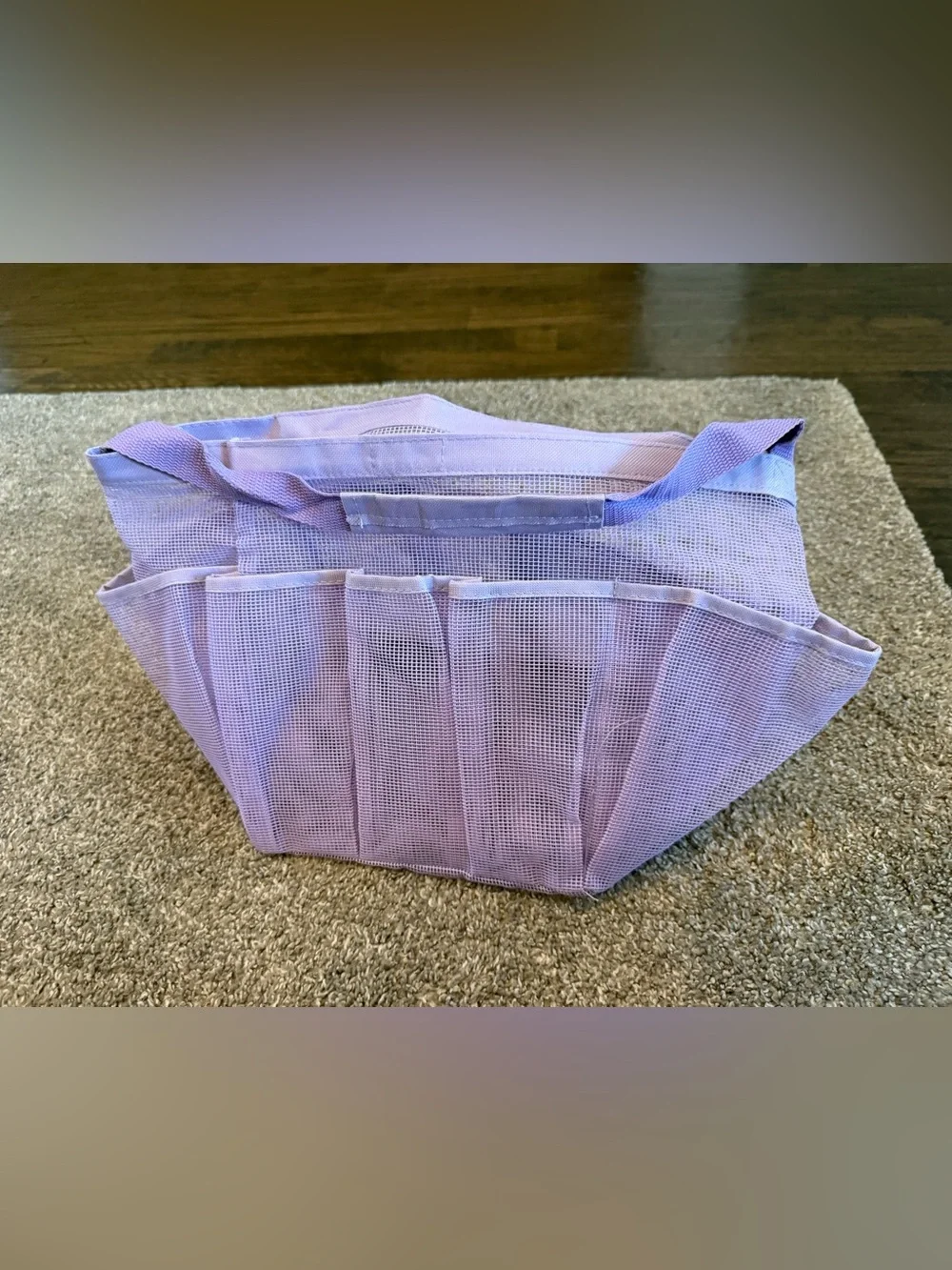 Light Purple Mesh Tote Organizer Bag for Women